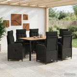 Outdoor Dining Set 7 pcs Black