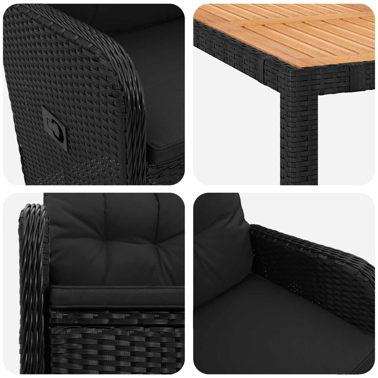 Outdoor Dining Set 9 pcs Black