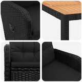 Outdoor Dining Set 9 pcs Black - Close-Up Angle