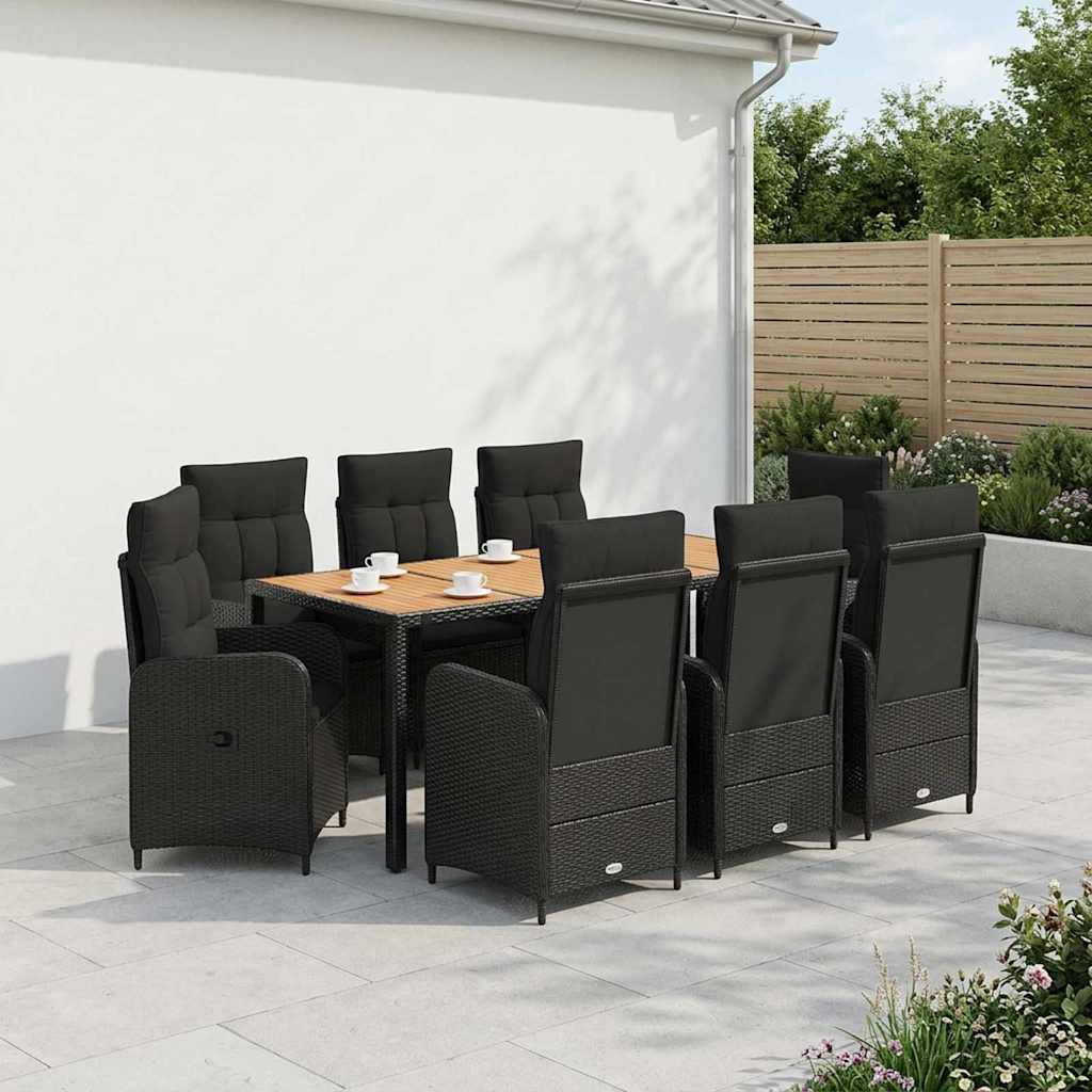 Outdoor Dining Set 9 pcs Black