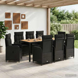 Outdoor Dining Set 9 pcs Black