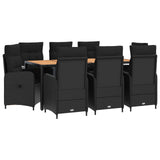 Outdoor Dining Set 9 pcs Black