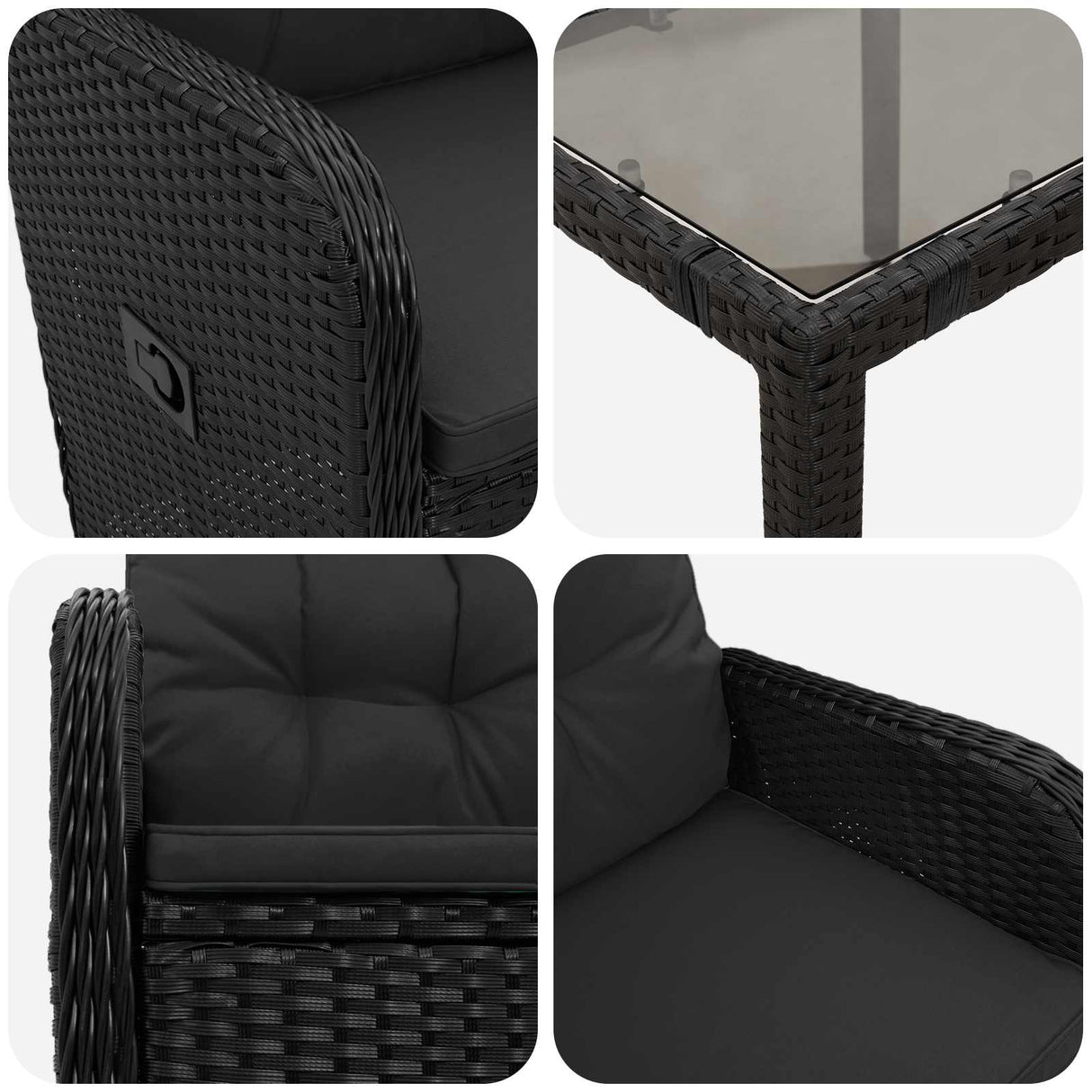 Outdoor Dining Set 7 pcs Black 150 x 90 x 75 cm Poly Rattan