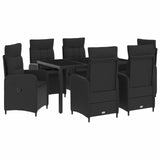 Outdoor Dining Set 7 pcs Black 150 x 90 x 75 cm Poly Rattan
