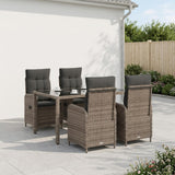 Outdoor Dining Set 5 pcs Light Grey and Dark Grey Poly Rattan
