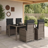 Outdoor Dining Set 5 pcs Light Grey and Dark Grey Poly Rattan