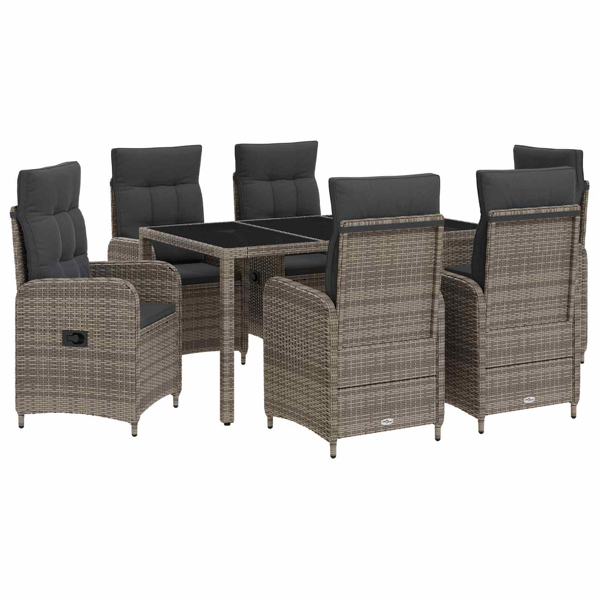 Outdoor Dining Set 7 pcs Light Grey and Dark Grey Poly Rattan