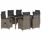 Outdoor Dining Set 7 pcs Light Grey and Dark Grey Poly Rattan - Front View