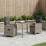 Outdoor Dining Set 3 pcs Light Grey and Dark Grey Poly Rattan