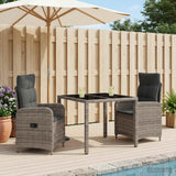 Outdoor Dining Set 3 pcs Light Grey and Dark Grey Poly Rattan