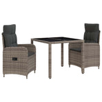 Outdoor Dining Set 3 pcs Light Grey and Dark Grey Poly Rattan