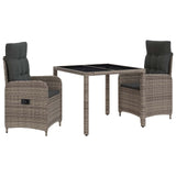 Outdoor Dining Set 3 pcs Light Grey and Dark Grey