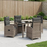 Outdoor Dining Set 5 pcs Light Grey and Dark Grey Poly Rattan - Side View