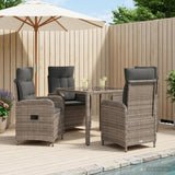 Outdoor Dining Set 5 pcs Light Grey and Dark Grey Poly Rattan