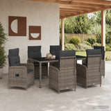Outdoor Dining Set 7 pcs Light Grey and Dark Grey Poly Rattan