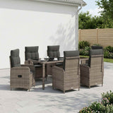 Outdoor Dining Set 7 pcs Light Grey and Dark Grey Poly Rattan