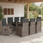 Outdoor Dining Set 9 pcs Light Grey and Dark Grey Poly Rattan