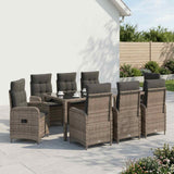 Outdoor Dining Set 9 pcs Light Grey and Dark Grey Poly Rattan - Side View