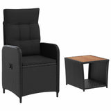 Garden Lounge Set 2 pcs Black PE Rattan and Powder-Coated Steel - Front View