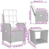 Garden Lounge Set 2 pcs Black PE Rattan and Powder-Coated Steel