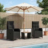 Garden Lounge Set 3 pcs Black PE Rattan and Powder-Coated Steel - Side View