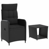 Garden Lounge Set 2 pcs Black PE Rattan and Powder-Coated Steel