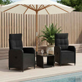 Garden Lounge Set 3 pcs Black PE Rattan and Powder-Coated Steel