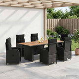 Outdoor Dining Set 7 pcs Black Poly Rattan