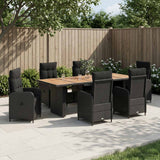 Outdoor Dining Set 7 pcs Black Poly Rattan