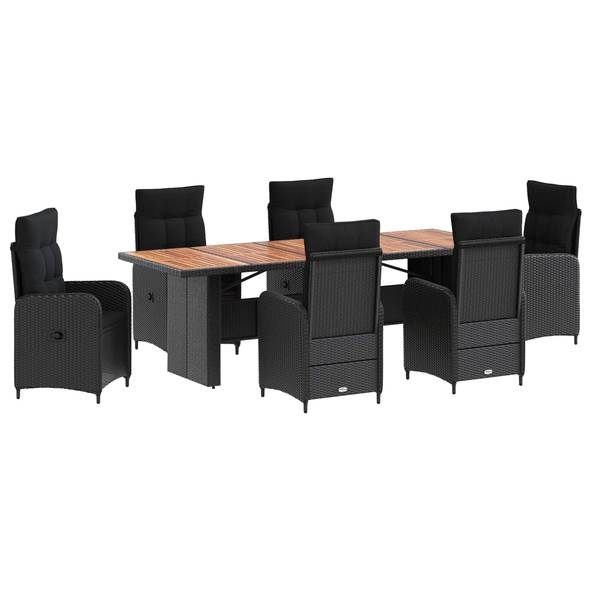 Outdoor Dining Set 7 pcs Black Poly Rattan