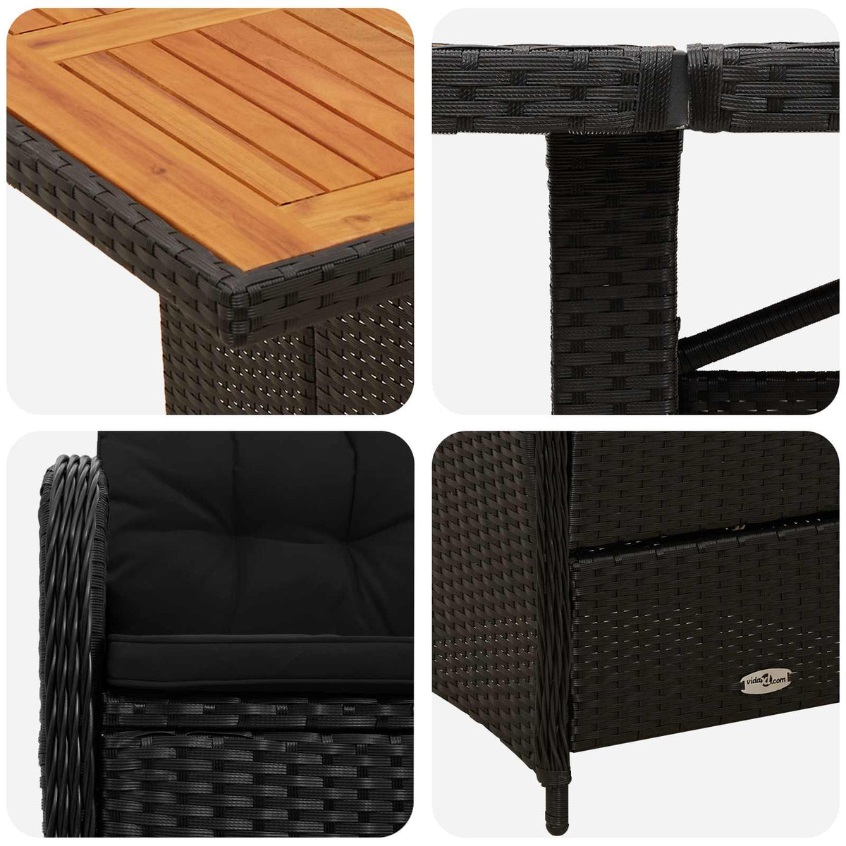 Outdoor Dining Set 9 pcs Black Poly Rattan