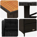 Outdoor Dining Set 9 pcs Black Poly Rattan - Close-Up Angle