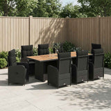 Outdoor Dining Set 9 pcs Black Poly Rattan