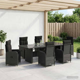 Outdoor Dining Set 7 pcs Black Poly Rattan - Side View