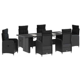 Outdoor Dining Set 7 pcs Black Poly Rattan