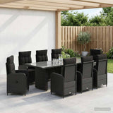 Outdoor Dining Set 9 pcs Black Poly Rattan