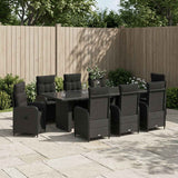 Outdoor Dining Set 9 pcs Black Poly Rattan