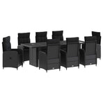 Outdoor Dining Set 9 pcs Black 240 x 90 x 75 cm Poly Rattan