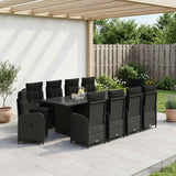 Outdoor Dining Set 11 pcs Black Poly Rattan