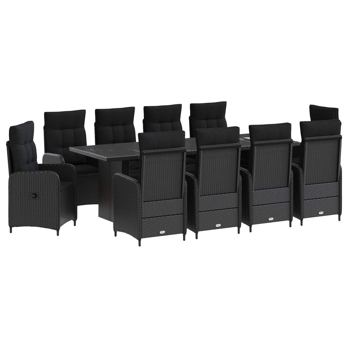 Outdoor Dining Set 11 pcs Black Poly Rattan