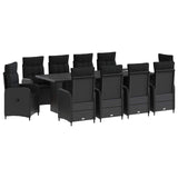 Outdoor Dining Set 11 pcs Black Poly Rattan