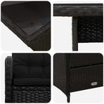Outdoor Dining Set 3 pcs Black Poly Rattan