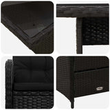 Outdoor Dining Set 3 pcs Black Poly Rattan - Top-Down View