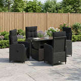 Outdoor Dining Set 5 pcs Black Poly Rattan