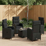 Outdoor Dining Set 5 pcs Black Poly Rattan