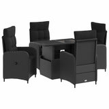 Outdoor Dining Set 5 pcs Black Poly Rattan - Front View
