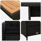 Outdoor Dining Set 3 pcs Black
