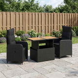 Outdoor Dining Set 3 pcs Black - Side View