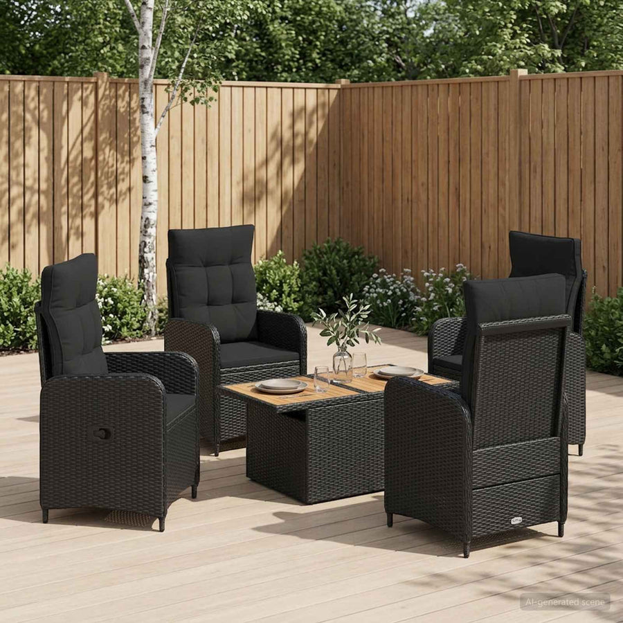 Outdoor Dining Set 5 pcs Black