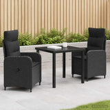 Outdoor Dining Set 3 pcs Black Poly Rattan